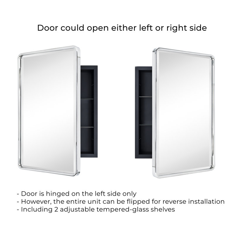 Farmhouse Recessed Metal Bathroom Medicine with Mirror with